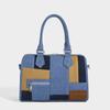 2025 New Trendy Korean Style Boston Bag for Women Fashion Denim Color Block Single Shoulder Crossbody Commuter Tote Bag