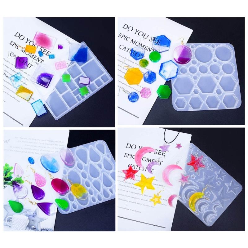 DIY Drop Earring Mold 3D Resin Pendants Moulds Fashionable Ear Jewelry Molds Silicone Material for Hand-Making Earrings