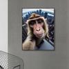Funny Monkey Selfie Happy Chimpanzee Poster with Print Canvas Painting Animal Wall Art for the Living Room Home Decor Cuadros