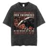 Kawaii Vintage Washed Black Cat Print T-Shirt Korean Style Casual Streetwear Oversized Cotton Tee for Women