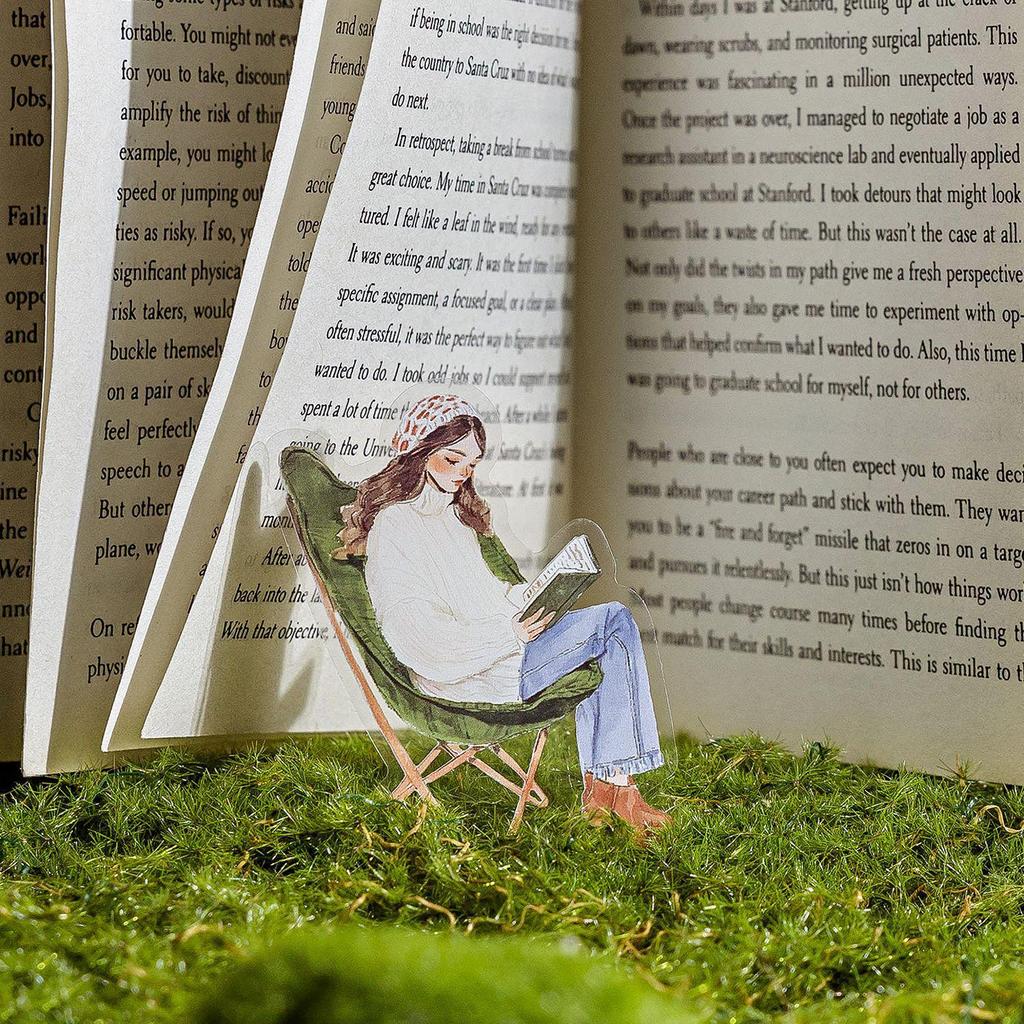 Mò Mò PET Sticker Pack: Elegant Reading Series - Artistic Style, Character Material for DIY Journals & Scenery.