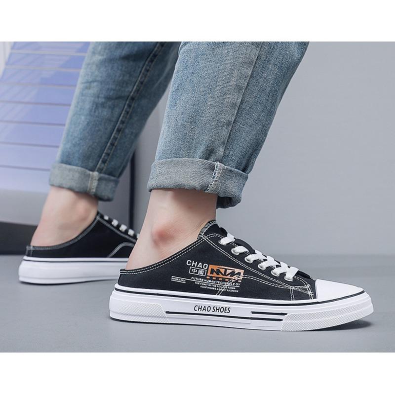 Scarpe casual Mezze pantofole Pantofole con punta avvolta Scarpe basse in tela alla moda Scarpe casual da uomo alla moda e alla moda Scarpe da strada in stile hip hop Sneakers per adolescenti