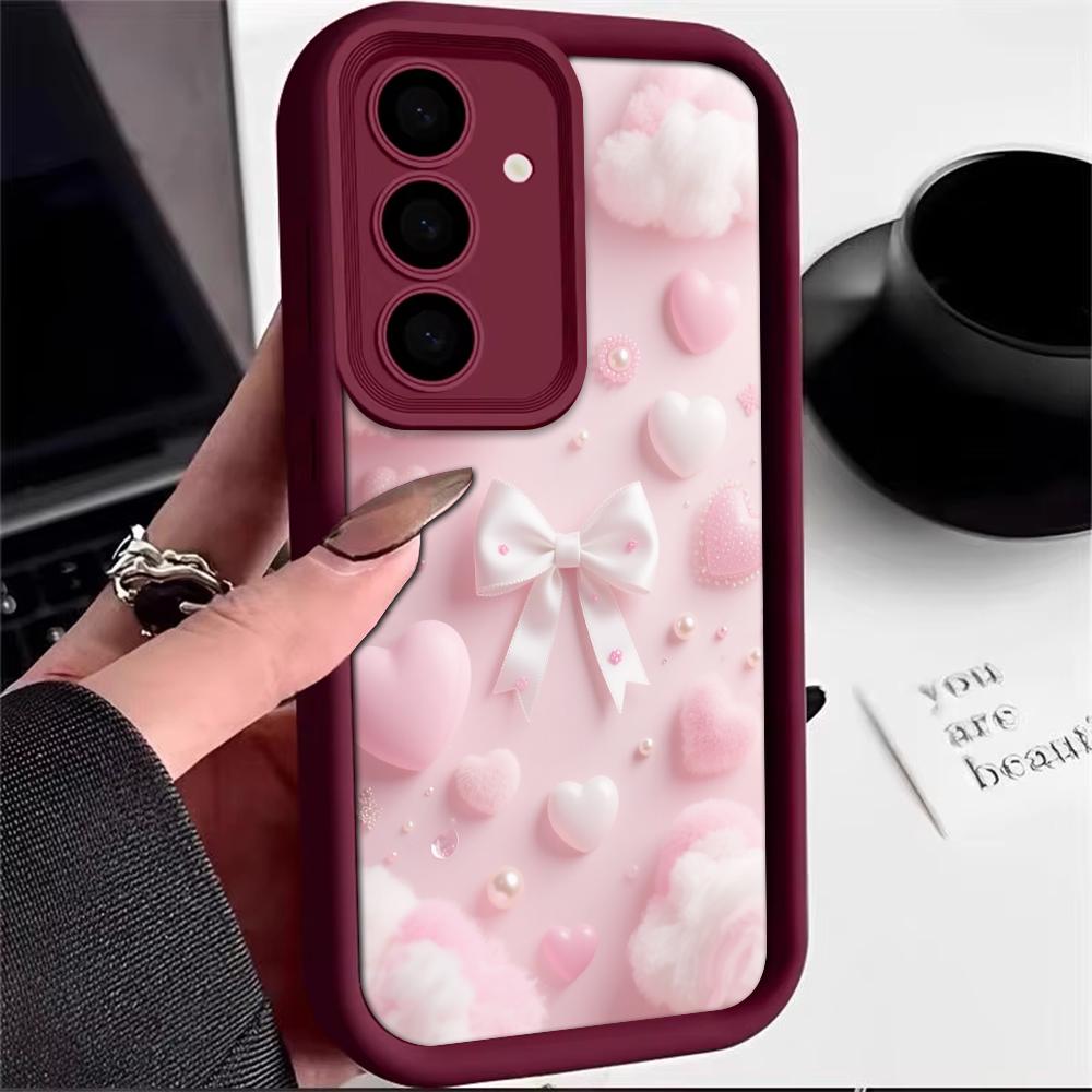 Pink Bowknot Phone Case For Samsung Galaxy S23 S22 S21 S25 S24 S20 Ultra FE A35 A15 A25 A55 Note 20 Plus 5G Fashion Gift Cover