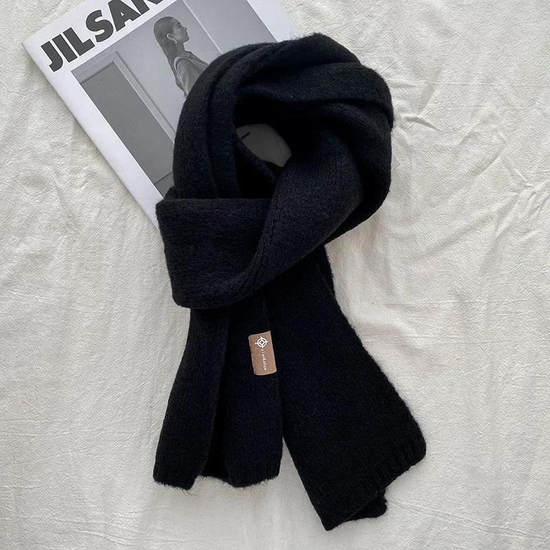 Fashion Cashmere Scarf Winter Warm Thick Comfortable Velvet Convenient Scarf Outdoor Keep Warm Solid Color Simple Scarf