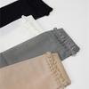 Solid Color Stretch Ruffle Trim Over Knee Long Socks for Women Japanese Student Sheer Mesh Splicing Thigh High Stockings