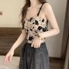 Floral Tank Top Halter Crop Tops Women Summer Camis Chest Pad Camisole Fashion Casual Tube Female Sleeveless Cropped Vest