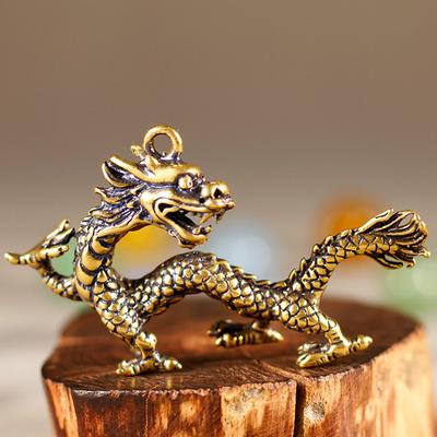 Chinese Beast Dragon Statue Bronze Figurine Ornaments Antique Copper Mythical Animal Miniature Home Decoration Crafts Collection