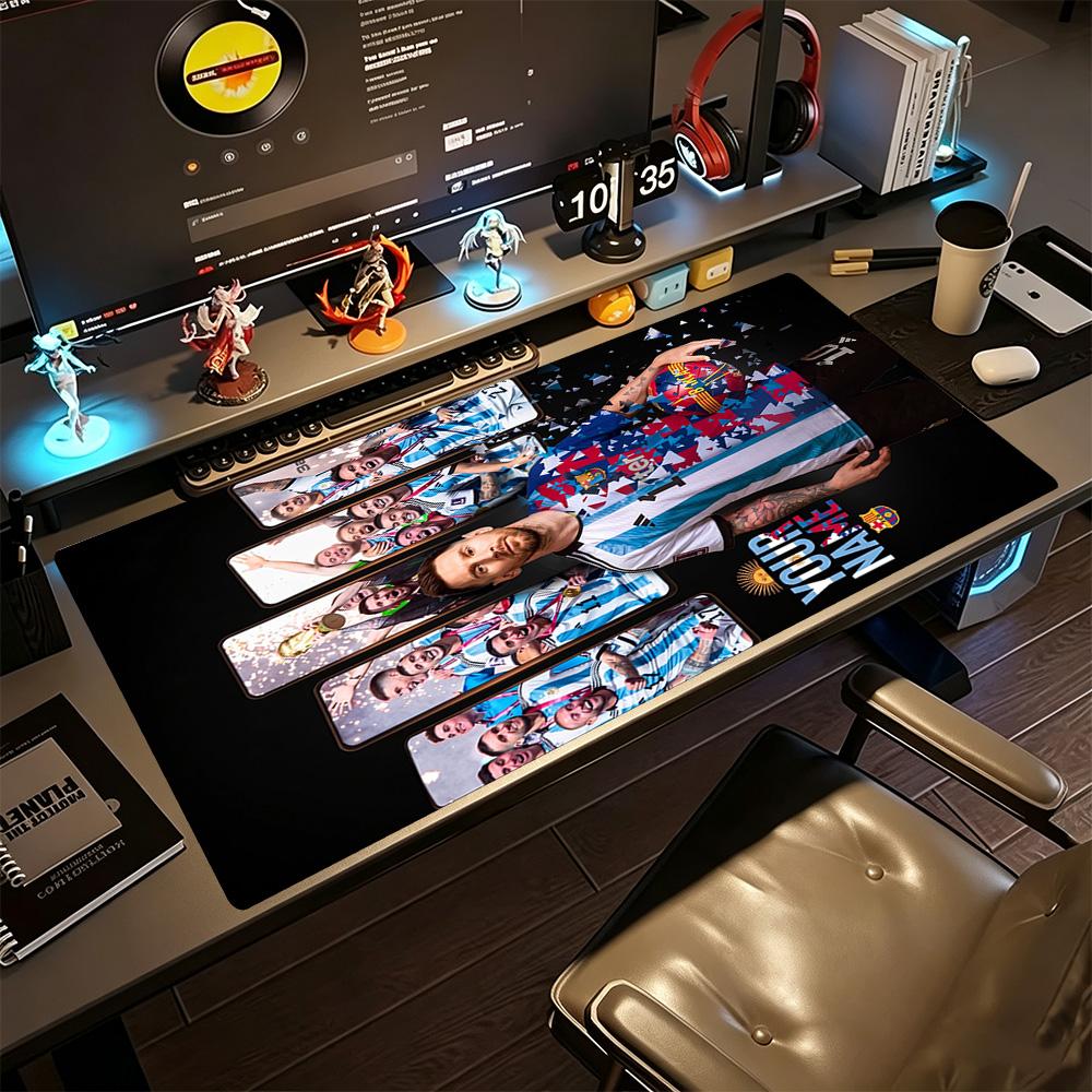 Football Messi Customized Name Mouse Pad Desk Mouse Pad Desktop Mouse Pad Non-Slip Rubber Base Perfect Gift for Gamers