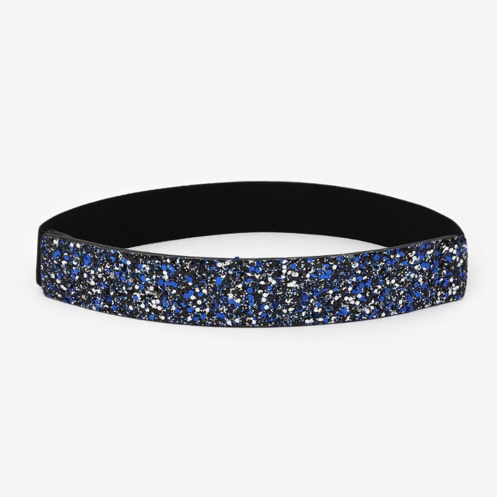 

Fashion PU Material Elastic Ladies Belt Sparkling Crystal Elastic Fashion Dress Belt Wide Diamond Skirt Waistband Women