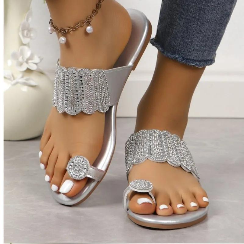 Fashion Hot Sale Shoes Female 2024 Summer Fashion Women's Flat Slippers Anti-slip and Wear-resistant Ladies Flip Flops Large Size 36-43