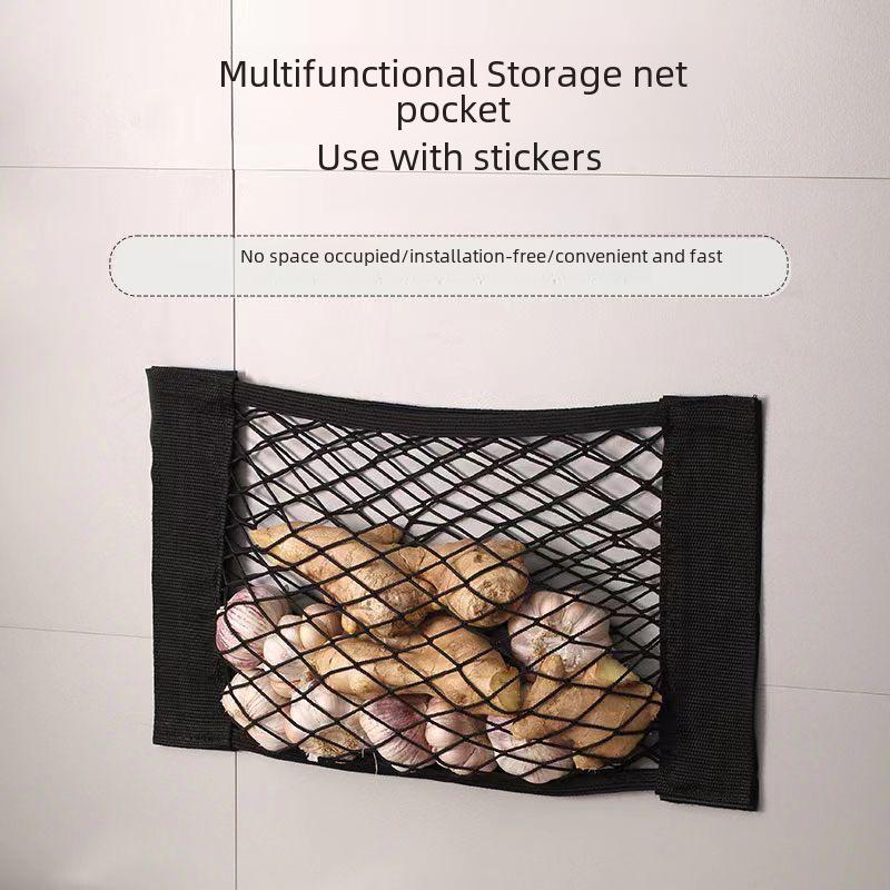 Wall-Mounted Punch-Free Kitchen Garbage Bag Organizer with Breathable Mesh