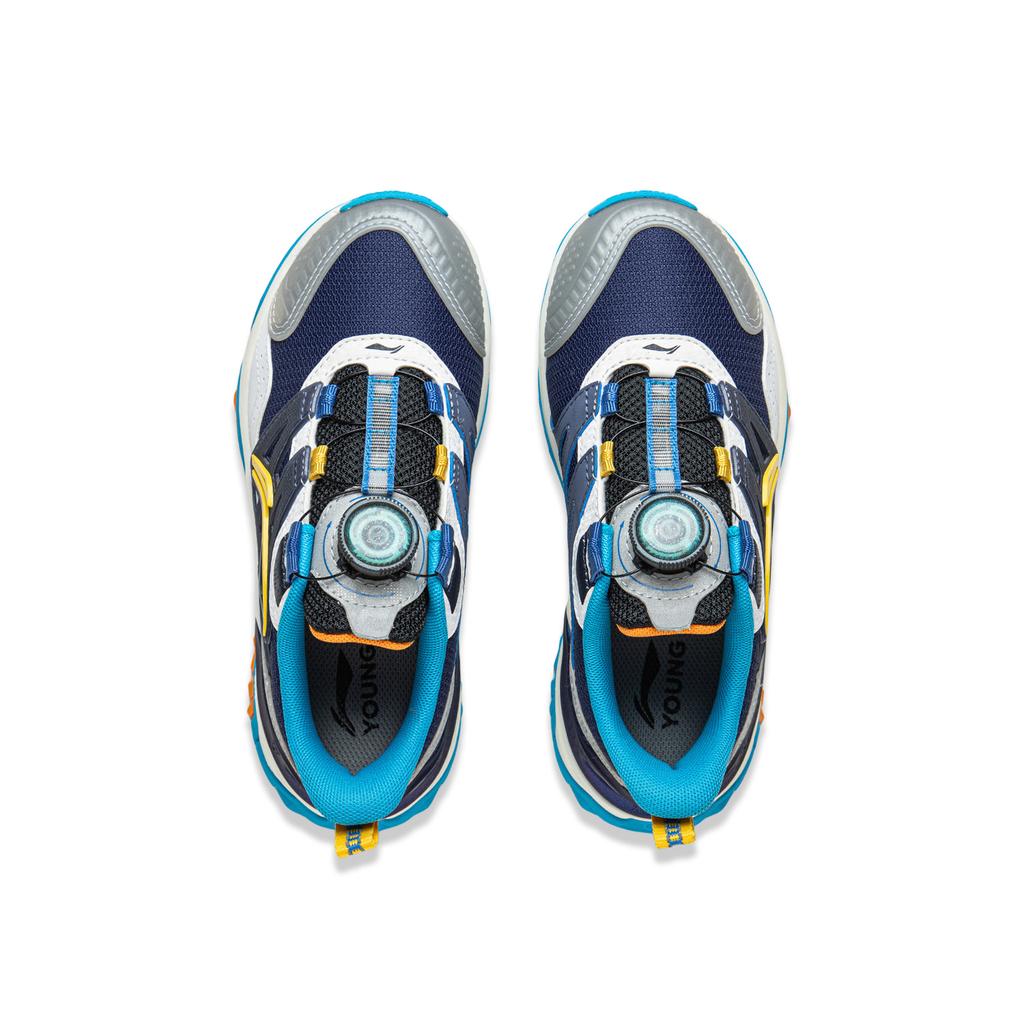 Li Ning Kids Sports Lifestyle Series Comfortable Durable Rebound Support Low-Top Casual Shoes Kids Casual Shoes Silver Deep-Blue White YKNV016-1