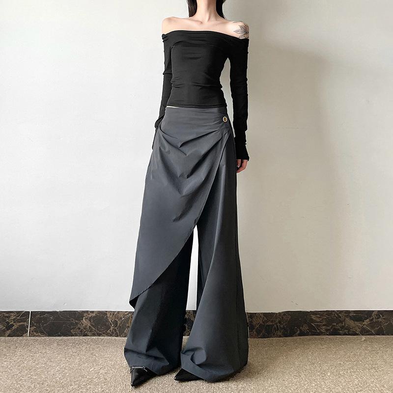 Autumn New Women's Solid Color Fashion High Waist Loose Casual Wide Leg Pants