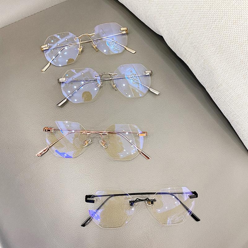 NEW Clear Blue Light Blocking Rimless Glasses Clear Myopia Frameless Eyeglasses for Men Women Optical Spectacle Frames
