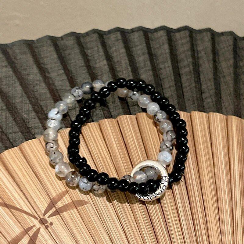 New Chinese Style Double-Layer Peace Lock Bead Bracelet High Value Couple Bracelet