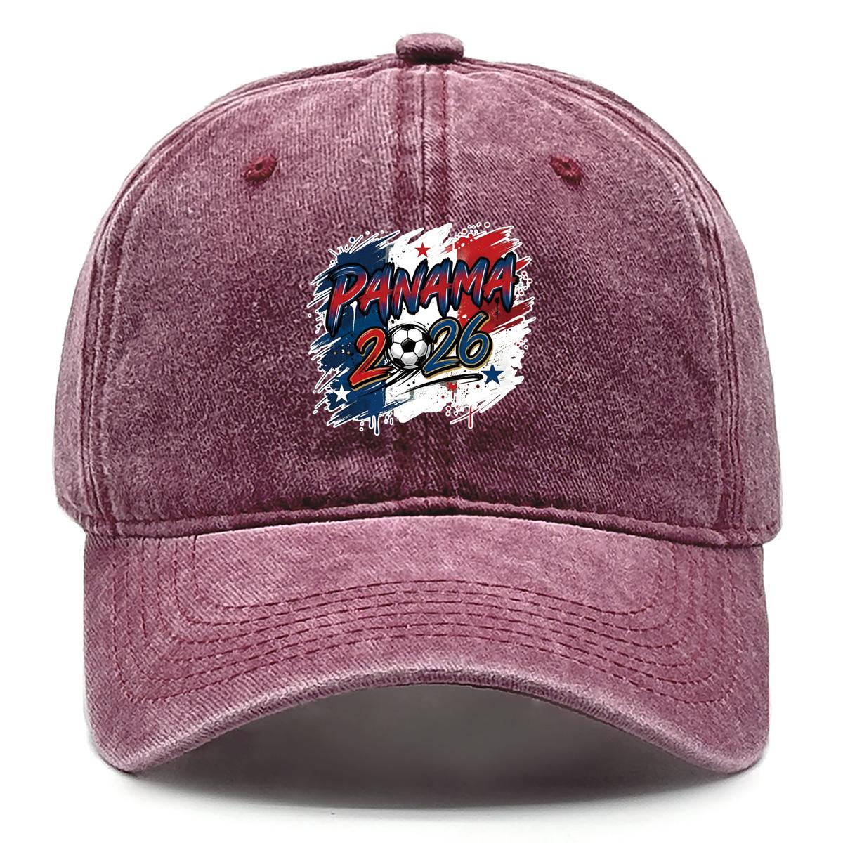 

Baseball Cap With 2026 Football Soccer PANAMA Flag Printed , Adjustable Snapback Baseball Cap Cozy Inelastic Vintage Solid Color Sun Hat as the picture вино красного