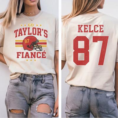 Go Taylor's Fiance Shirt, #87 Jersey Shirt, Taylor and Travis Shirt, Kelce Football T-Shirt, Taylors Fiance, Kansas City Football Shirt