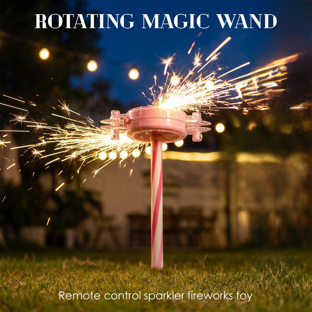 Rotating Sparkler Toy Remote Control Firework Spark Stick Safe No Open Flame Sparkler Suitable for Night Play Party Festival Birthday