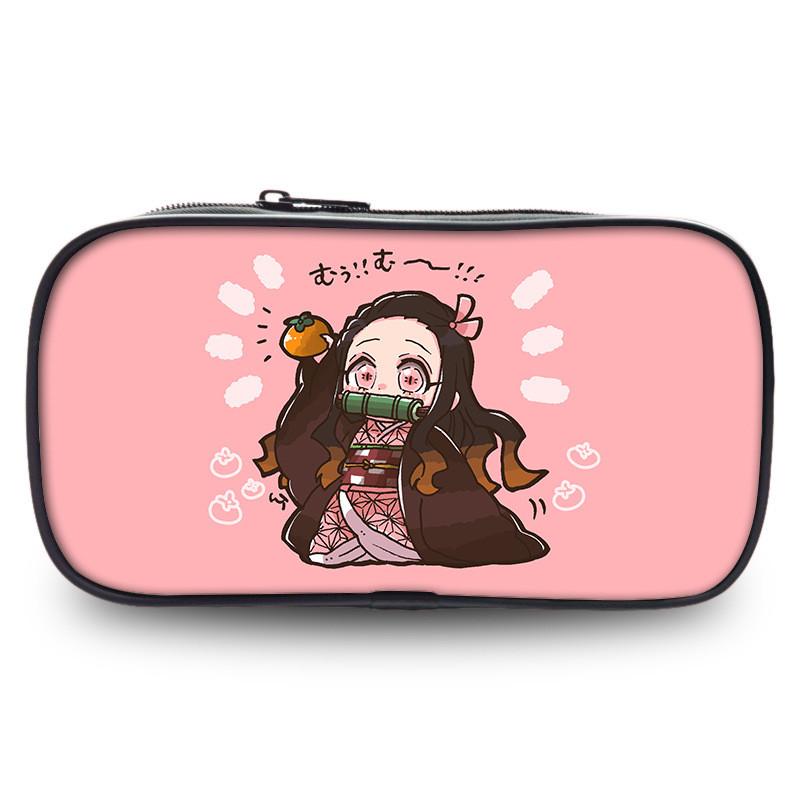 Cute Demon Slayer Pen Pouch Large Capacity Oxford Fabric Versatile Pencil Bag