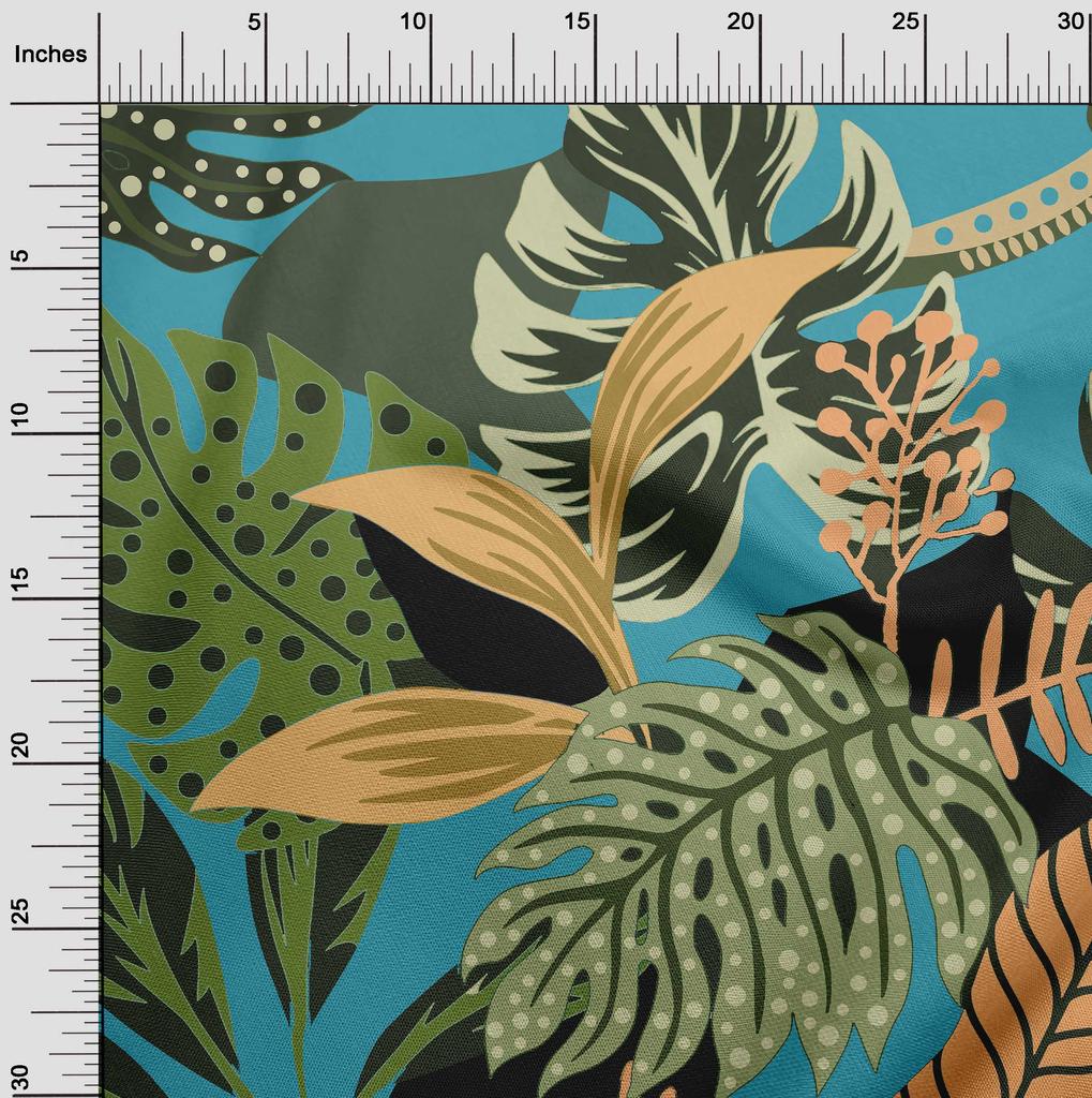 oneOone Cotton Flex Dark Teal Green Fabric Ocean Underwater Life Diy Clothing Quilting Fabric Print Fabric By Yard 40 Inch