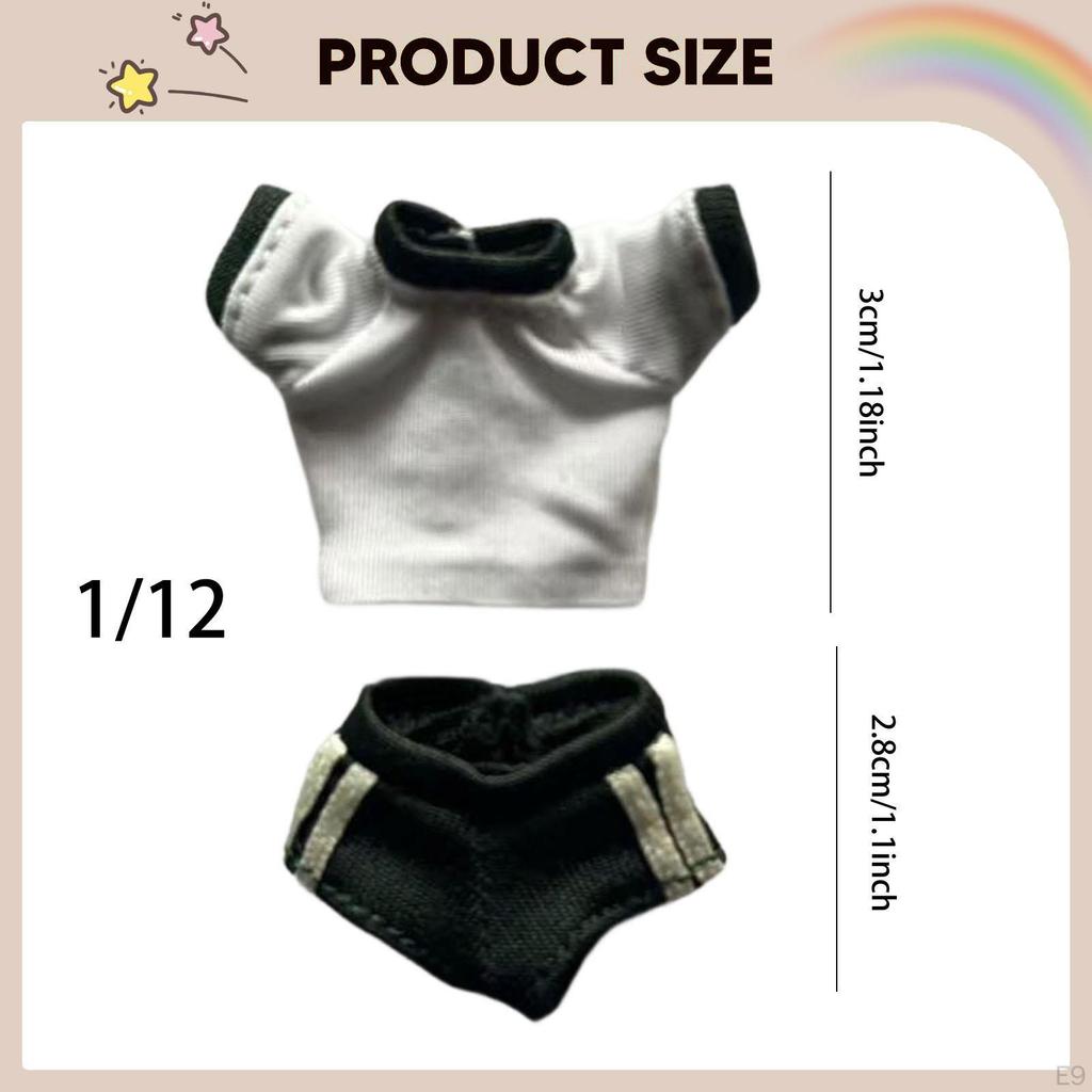 1/ Figure Clothes Casual Miniature for Collectible Dolls Dressing Short Sleeve Shirt Top and