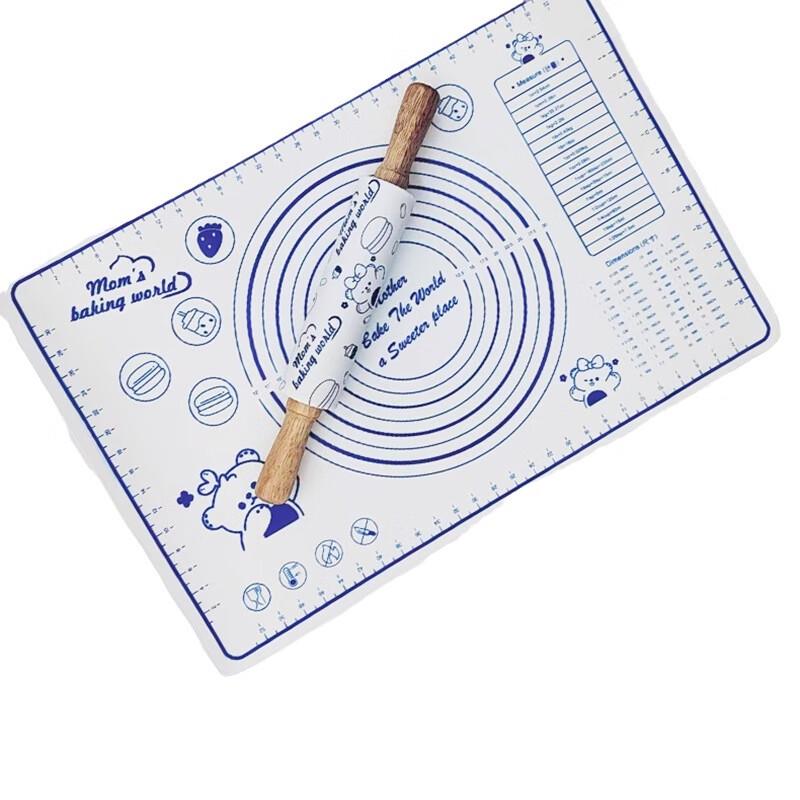 ZISIZ Silicone Kneading Mat & Rolling Pin Set