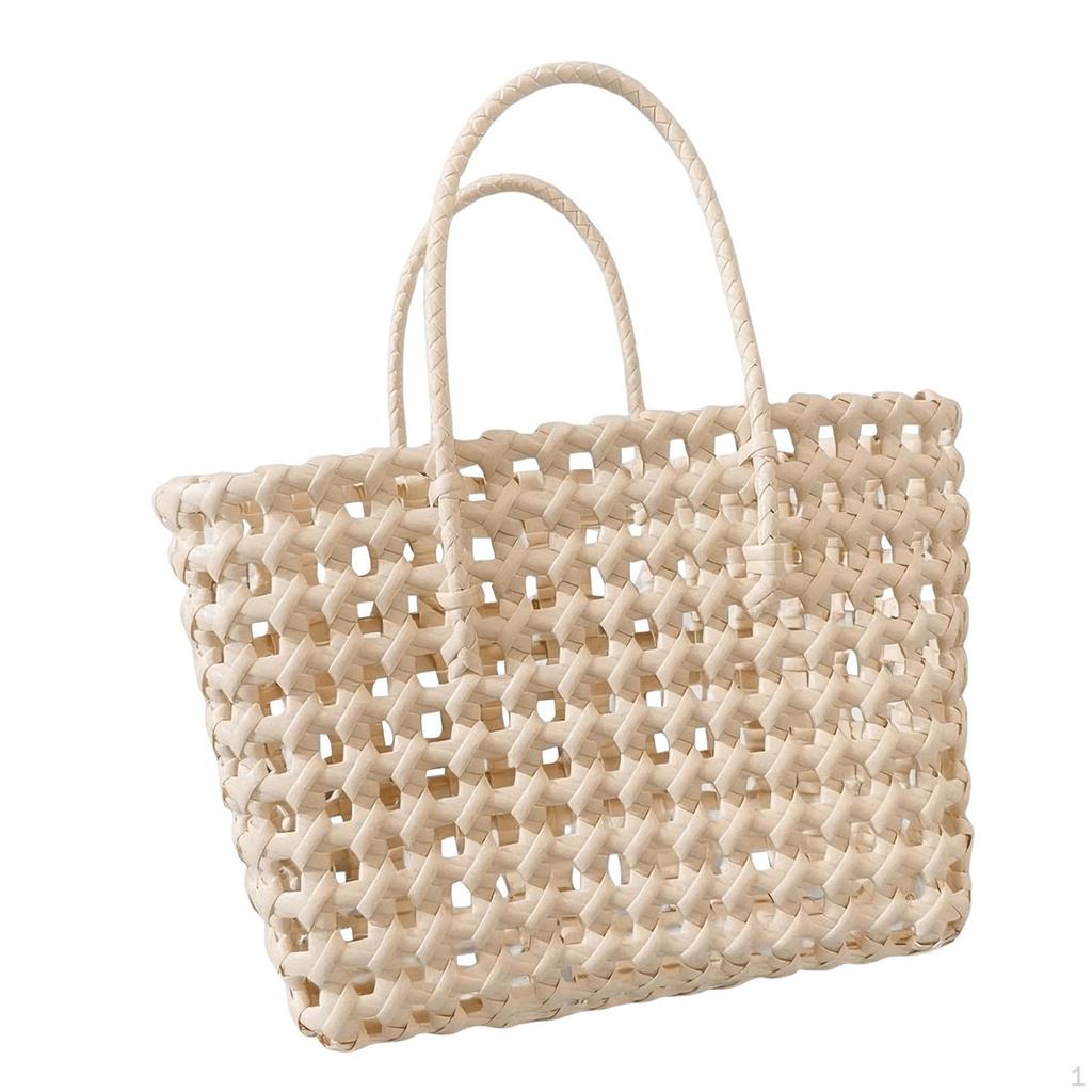Woven Handbag Elegant Travel Purse Portable Beach Tote Bag for Commuting Holiday