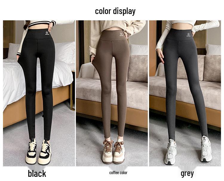 High Waist Lambswool Shark Leggings: Thickened Velvet Warm Yoga Pants for Women - Slimming and Shaping, Perfect for Autumn and Winter.