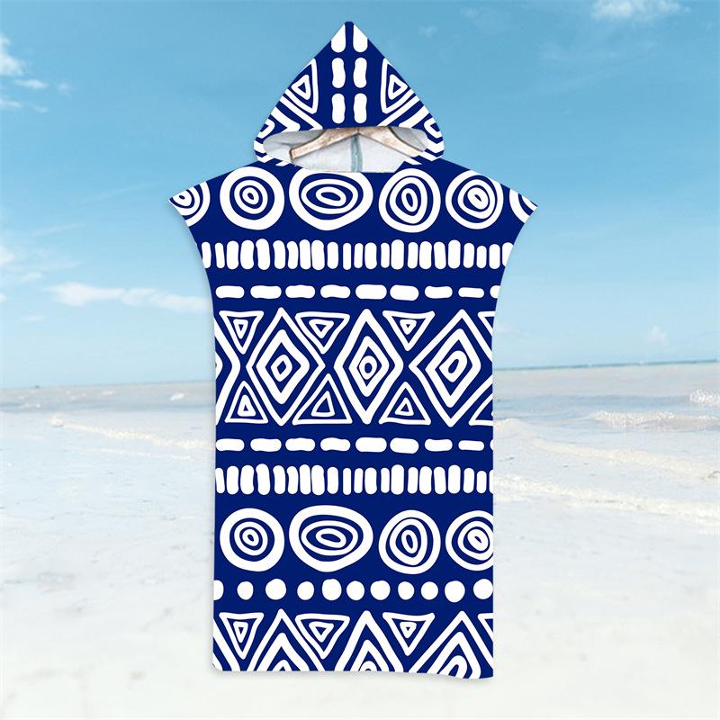 Microfiber Quick-Dry Hooded Beach Poncho Bathrobe for Adults