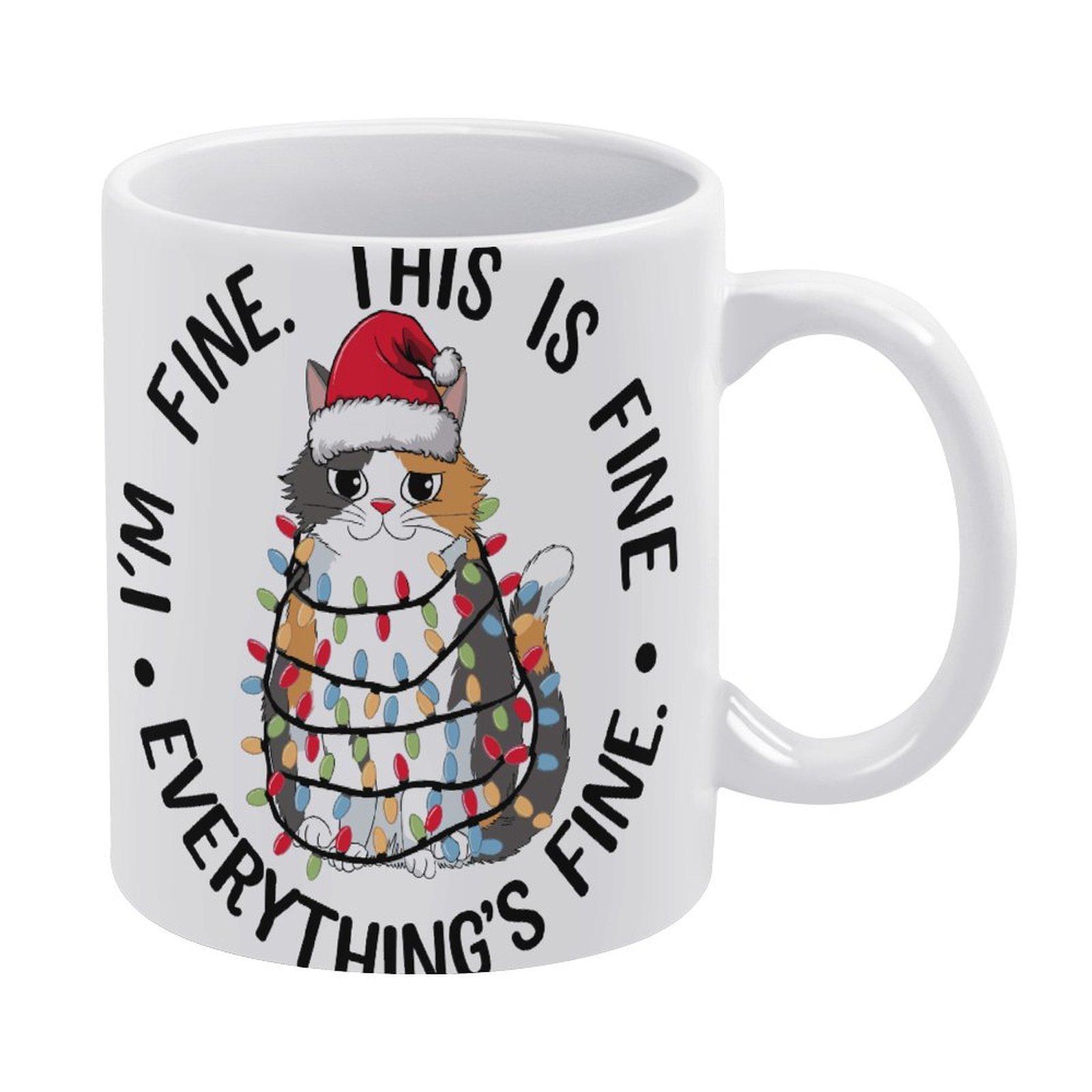 

11oz White Coffee Mug with Dual Print Design, Glossy Finish and Comfortable Handle for Hot Drinks in Kitchen or Workplace белый