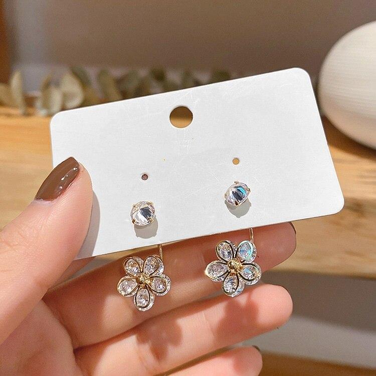 Shinning Flower Drop Earrings For Women Elegant Cubic Zirconia Fashion Jewelry All Match