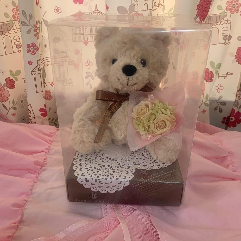 [USED] Teddy Bear Stuffed Animal Interior Preserved Flower Gift Celebration