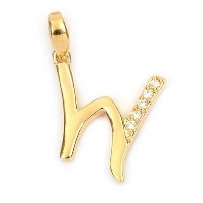 [M8783] - Gold Plated Pendant 'Letter W' White Gold - 21x10 Mm