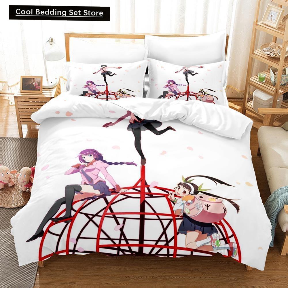 Fashion 3D Print Anime Monogatari Series Bedding Set Single Twin Full Queen King Size Bed Set Adult Kid Bedroom Duvet Cover Sets