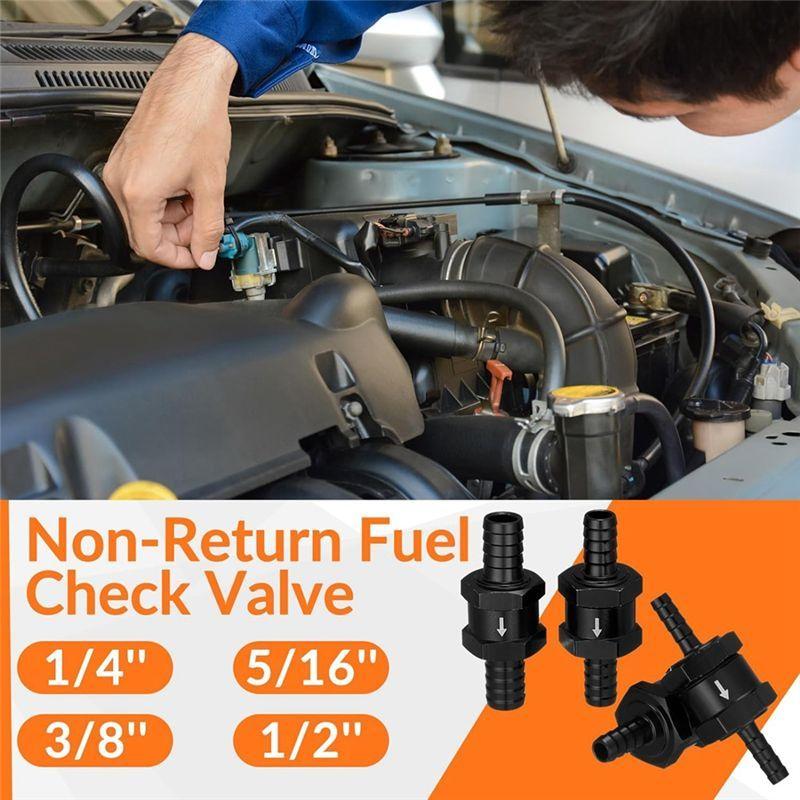 SXR-1/4 Inch 5/16 Inch 3/8 Inch 1/2 Inch Fuel Non-Return Inline One-Way Check Valve Suitable For (4 Pieces Black)