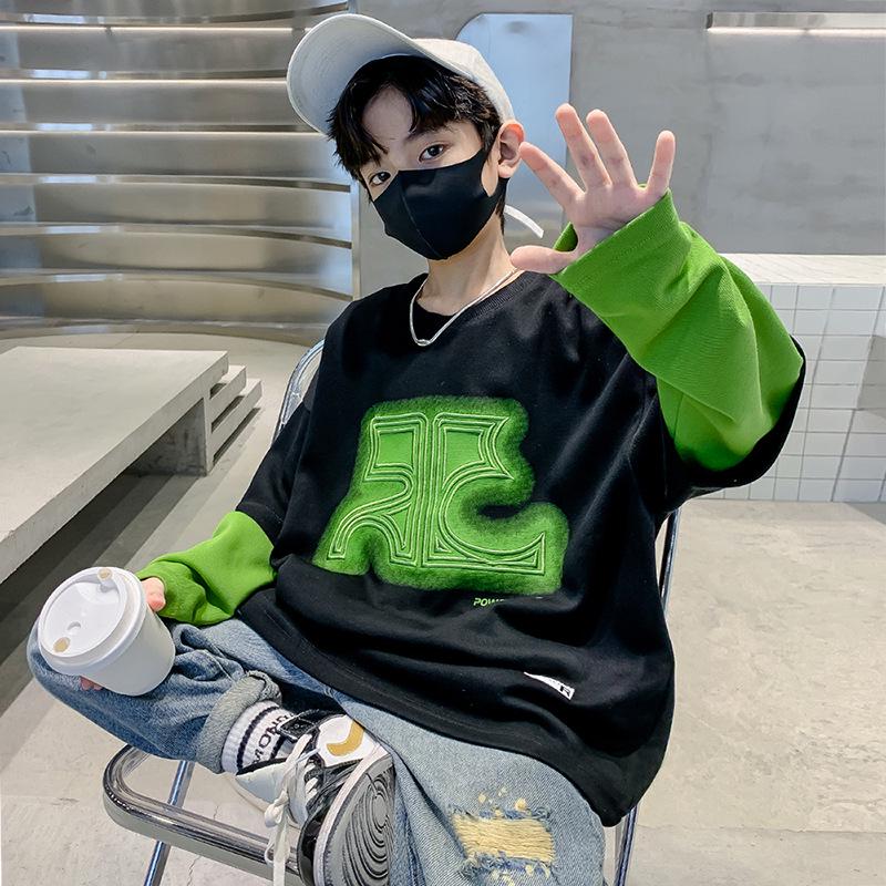 

Стильный свитшот для мальчиков на весну и осень: Новый дизайн из двух частей на 2025 год для детей 150cm