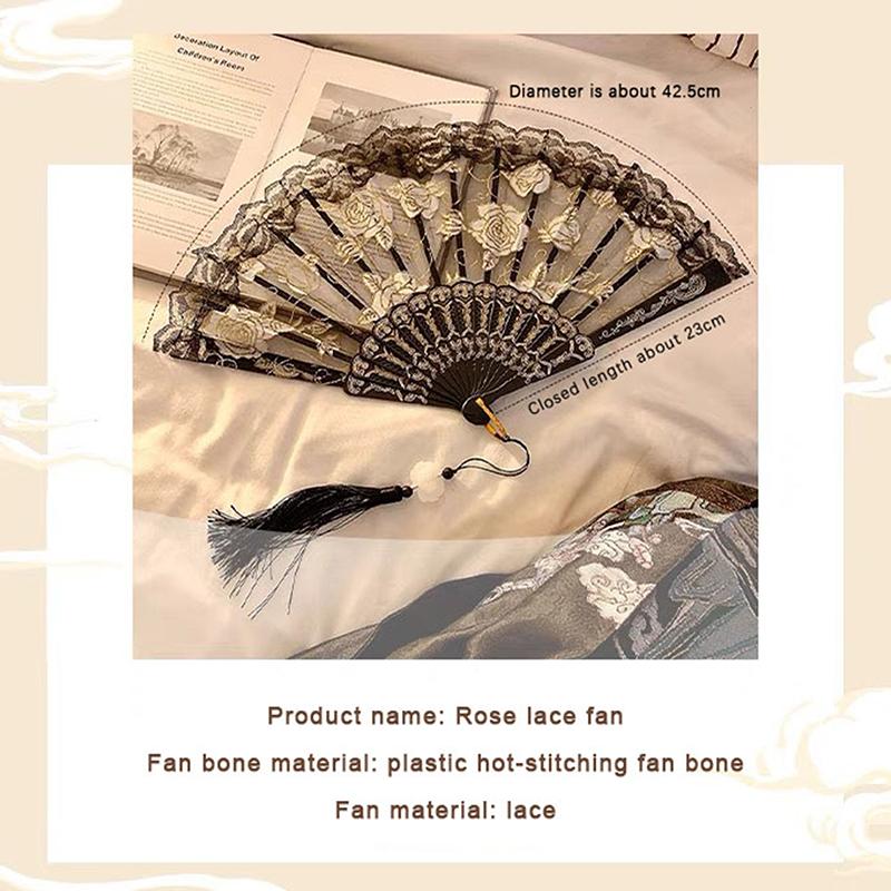 Lace Decorative Fans Folding Hand Fan Black White Dancing Fans Wedding Party Stage Performance Fan Gifts For Guest