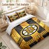 Set Biancheria da Letto Personalizzato 3 PezziStampa Boston Bruins Copripiumino + 2 Federe Morbido Arredo Letto