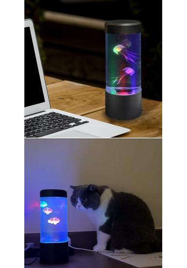 USB LED Jellyfish Night Light: Seven-Color Changing Fish Tank Lamp for Romantic Atmosphere