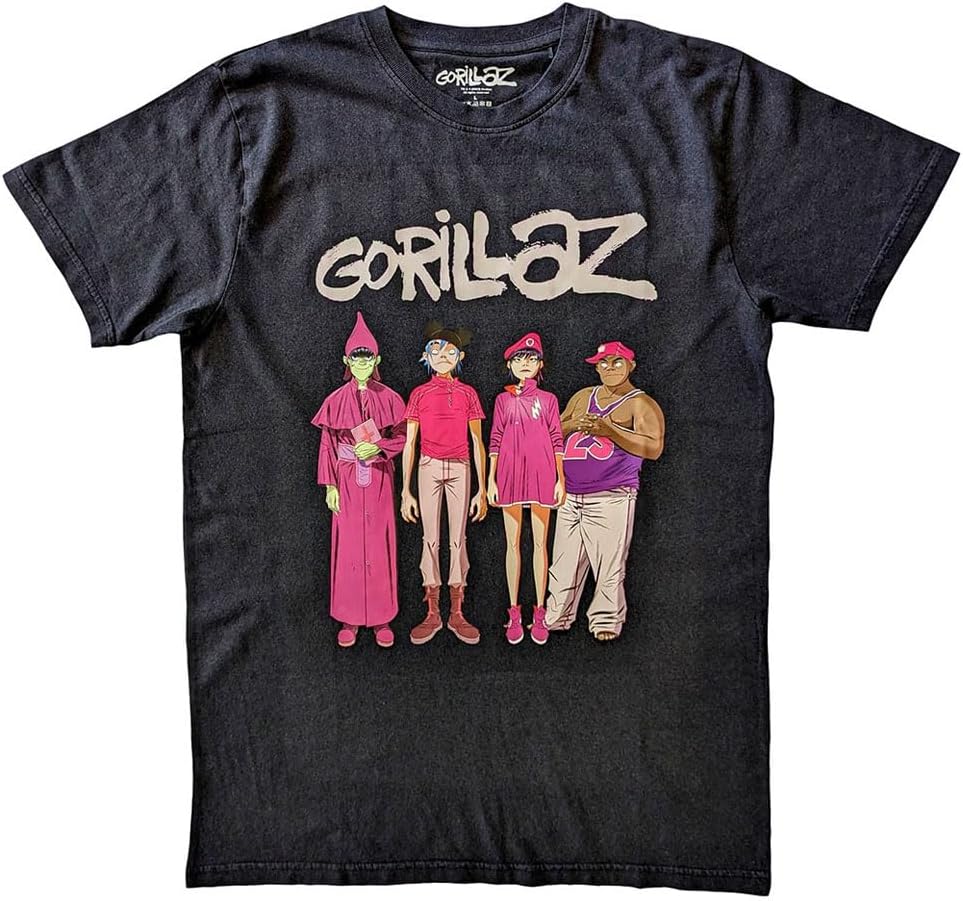 Rock Off officially licensed products Men's Gorillaz Cracker Island Standing Group T-Shirt Black