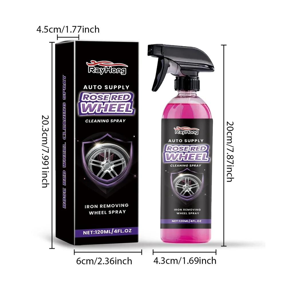 120ml Car Wheel Tire Cleaner Spray Removes Dirt Brake Dust Rust Safe for Alloy Chrome Steel Rims Protective Shine Formula