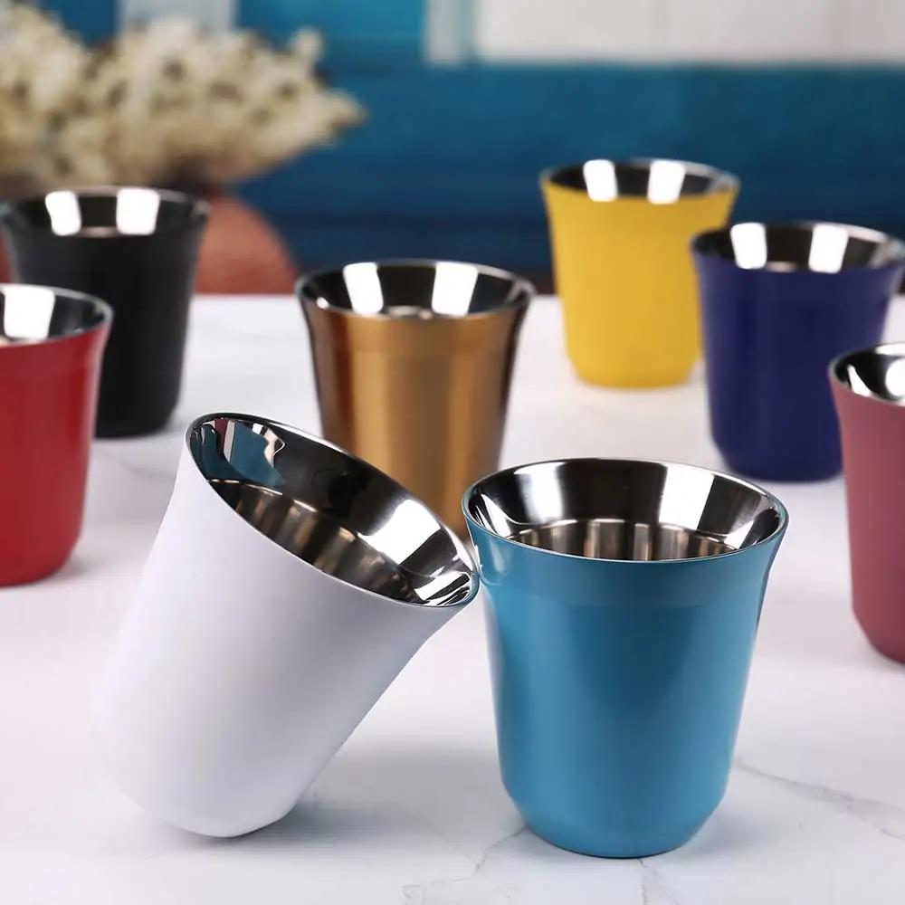 Espresso Mugs 304 Stainless Steel 80ML160ML Coffee Cups Insulated Double Wall Dishwasher Safe Small Capacity Insulation