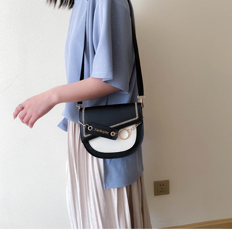 SCIONE Net Celebrity Ins Hit Color Texture Bag Women 2020 All-match Single Shoulder Crossbody Saddle Bag