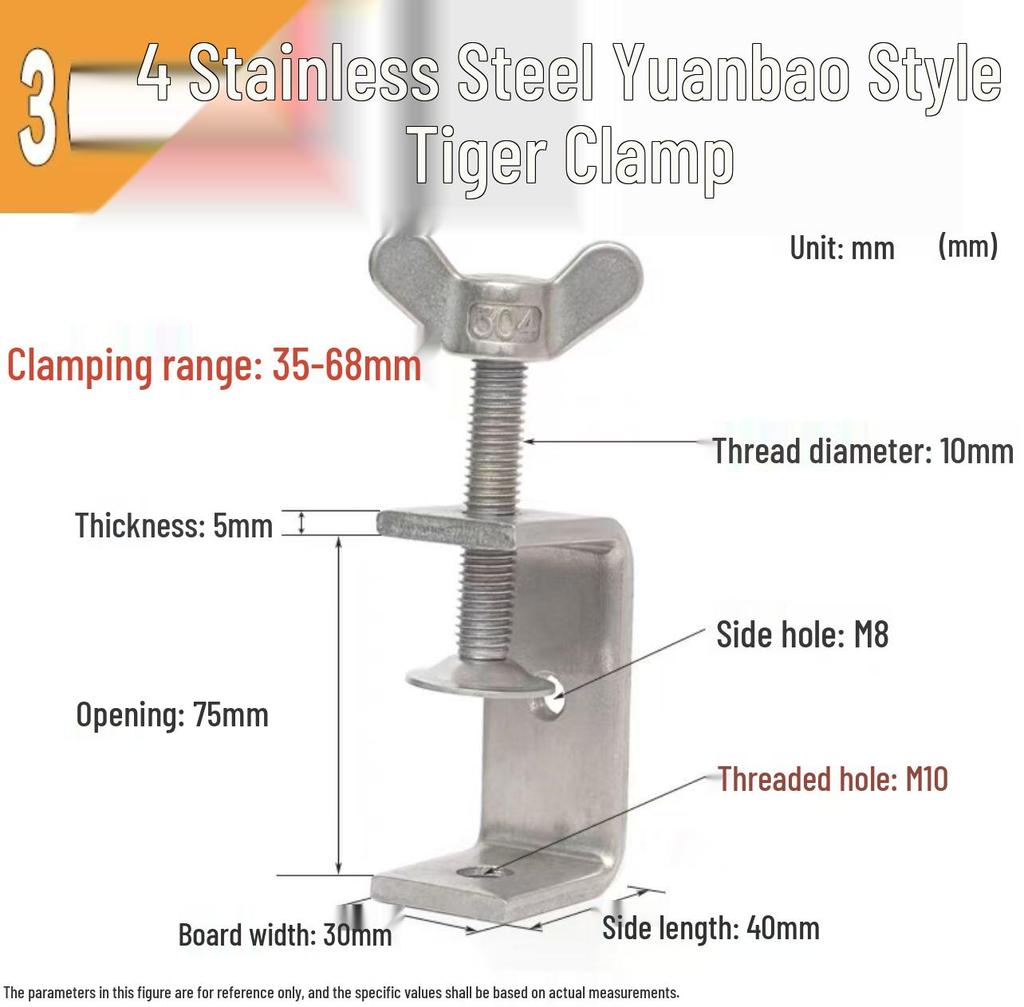 304 Stainless Steel Hand-Tightened U-Type/C-Type Pipe Clamp Fixture