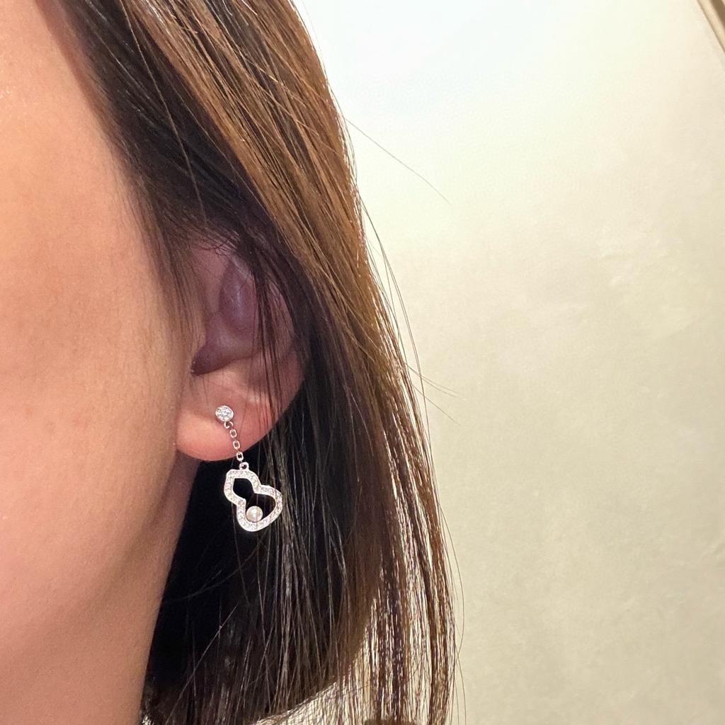 New Vintage 100% Pure 925 Sterling Silver Earrings Pave Zircconia Tassel Pearl Gourd Shape Eardrop For Women Luxury Fine Jewelry