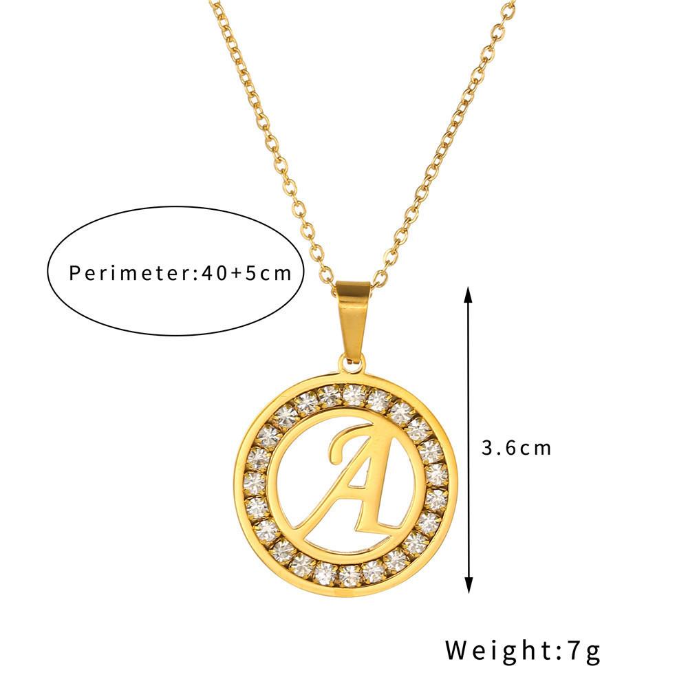 New Initial Letter Name Pendant Female Gold Color Stainless Steel A-Z Alphabet Round Necklace for Women Jewelry Gift