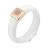 Unique Curved White Ceramic Women Golden Earrings White Zircon Glossy Square Personality Jewelry Match Rings