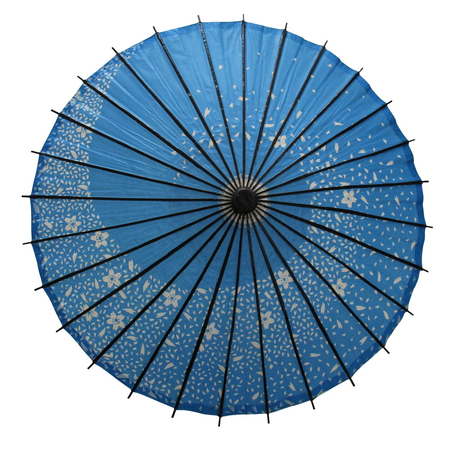 

Смити Японская бумага Диаметр Вишня с черными цветами Синий зонт, Зонт, Парасоль, Расписанный маслом, 84см, Спицы, Метель, синий