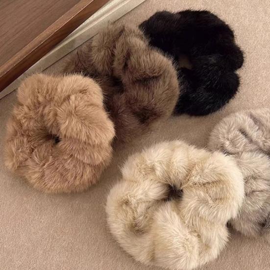 Yousheng Women Hair Rope Large Size Plush Hair Scrunchies Comfortable Fit No Pulling Warm Hair Band Hair Accessories