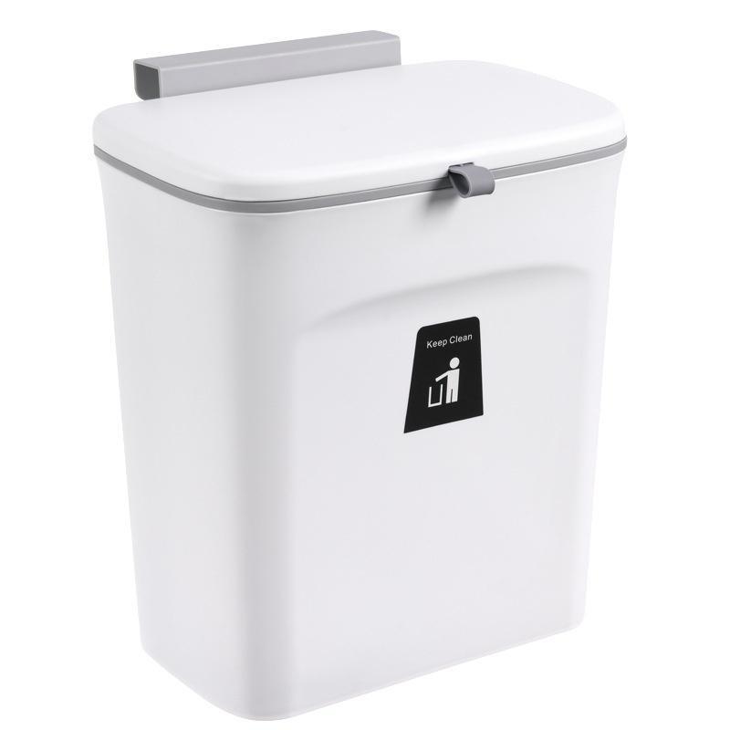 7L/9L Wall Mounted Trash Can Bin with Lid Waste Bin Kitchen Cabinet Door Hanging Trash Bin Garbage Car Recycle Dustbin Rubbish